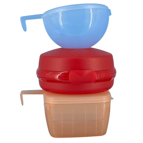 Tupperware BUNDLE Forget Me Not Hanging Cheese Onion Bagel Keeper Saver Orange - Picture 1 of 16